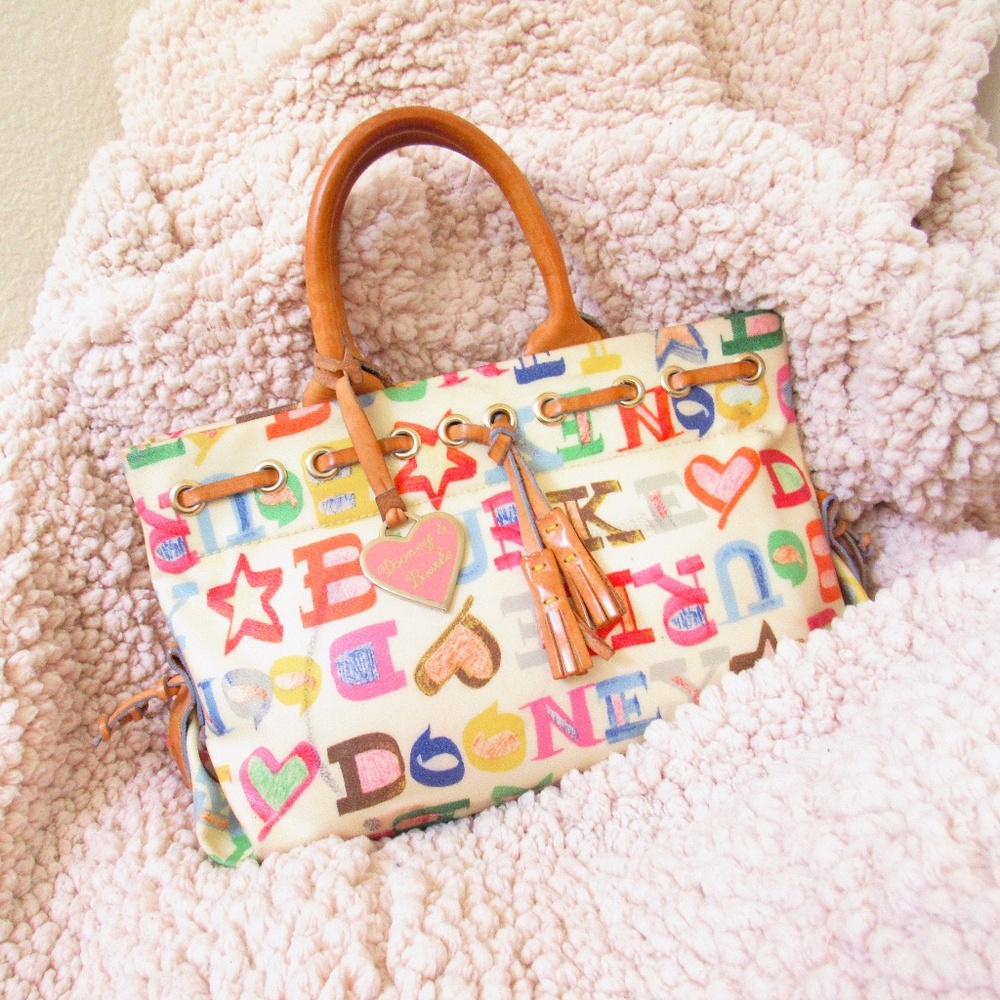 VINTAGE • Dooney & Bourke Colorful Letters Tote